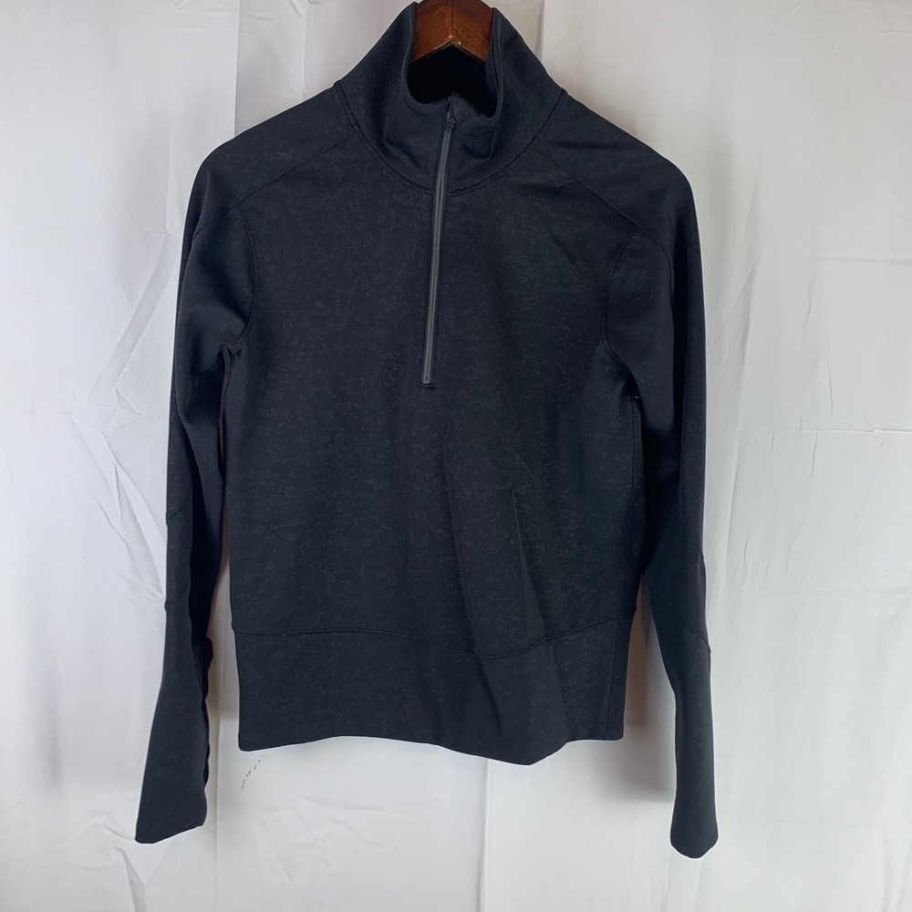 Lululemon Half Zip Pullover Women‎ Small Black Tonal Camo Thumbholes Activewear